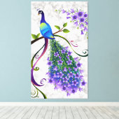 Fantasy Peacock 3-paneel Canvas Afdruk (Insitu (Houten vloer))
