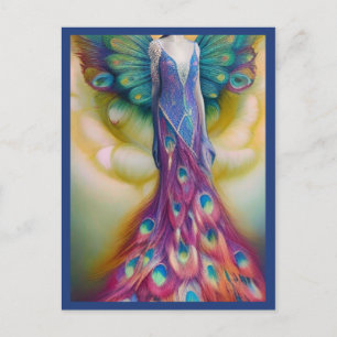 Fantasy Peacock Weddenschap Dress Fairytale Forest Briefkaart