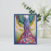 Fantasy Peacock Weddenschap Dress Fairytale Forest Briefkaart (Staand voorkant)