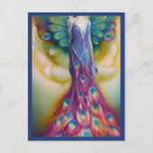 Fantasy Peacock Weddenschap Dress Fairytale Forest Briefkaart (Voorkant)