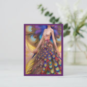 Fantasy Peacock Wedding Dress Fairytale Woodland Briefkaart (Staand voorkant)