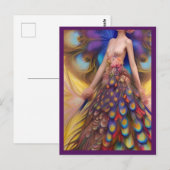 Fantasy Peacock Wedding Dress Fairytale Woodland Briefkaart (Voorkant / Achterkant)