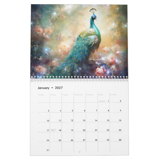Fantasy Peacocks in Abstract Style Kalender (Jan 2027)