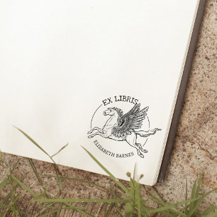 Fantasy Pegasus Paard Ex Libris Boek   Rubberstempel