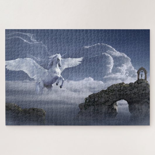 Fantasy Pegasus Witte Paard Legpuzzel (Horizontaal)