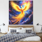 Fantasy Phoenix Sterren Ruimte Canvas Afdruk (Insitu (Slaapkamer))