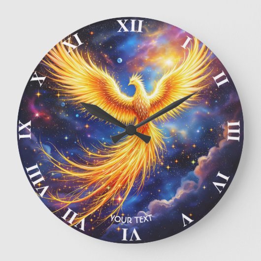 Fantasy Phoenix Sterren Ruimte Grote Klok (Voorkant)
