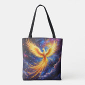 Fantasy Phoenix Sterren Ruimte Tote Bag (Achterkant)