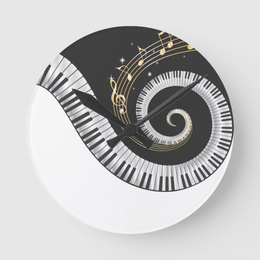 Fantasy Piano Music Lovers Wall Clock Ronde Klok (Voorkant)
