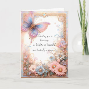 Fantasy Pink Butterfly Kaart