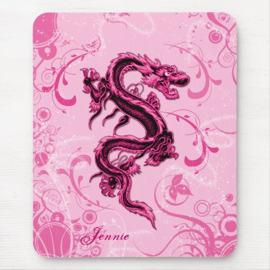 Fantasy Pink Dragon Mouse Pad Muismat (Voorkant)