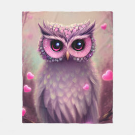 Fantasy Pink Fluffy Kawaii Owl Fleece Deken