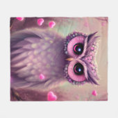 Fantasy Pink Fluffy Kawaii Owl Fleece Deken (Voorkant (Horizontaal))