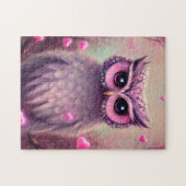Fantasy Pink Fluffy Kawaii Owl Legpuzzel (Horizontaal)