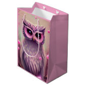 Fantasy Pink Fluffy Kawaii Owl Medium Cadeauzakje (Achterkant Gekanteld)