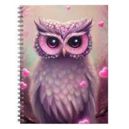 Fantasy Pink Fluffy Kawaii Owl Notitieboek