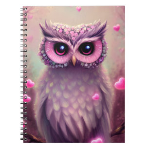Fantasy Pink Fluffy Kawaii Owl Notitieboek