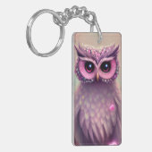 Fantasy Pink Fluffy Kawaii Owl Sleutelhanger (Voorkant Links)