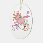  Fantasy Pink Unicorn Horse in Flowers Keramisch Ornament (Links)