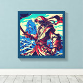 Fantasy Piraat Anime - Houtsnede 2 Canvas Afdruk (Insitu (Houten vloer))