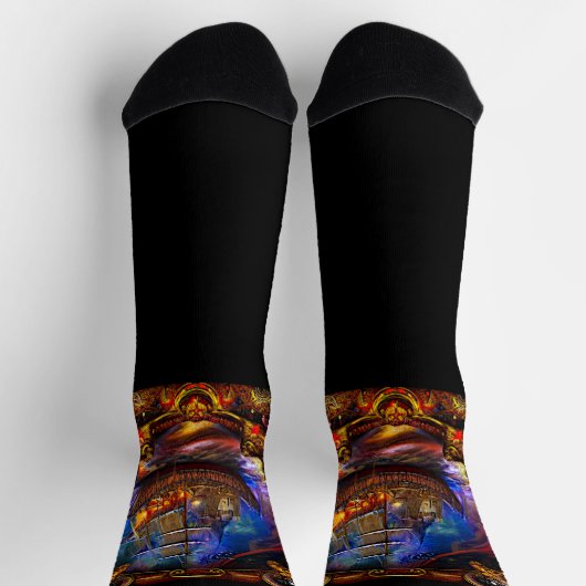 Fantasy Pirate Ship under Attack through Porthole Sokken (Top)