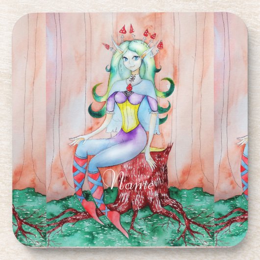 Fantasy Pixie Fairy Thunder_Cove Bier Onderzetter (Voorkant)