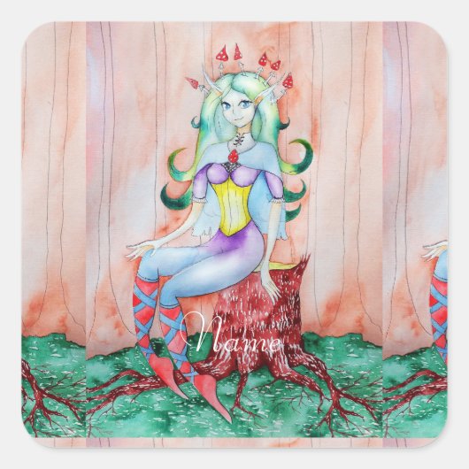 Fantasy Pixie Fairy Thunder_Cove Vierkante Sticker (Voorkant)