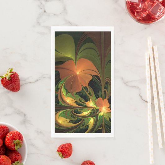 Fantasy Plant Abstract Green Rust Brown Fractal Servet (Insitu)