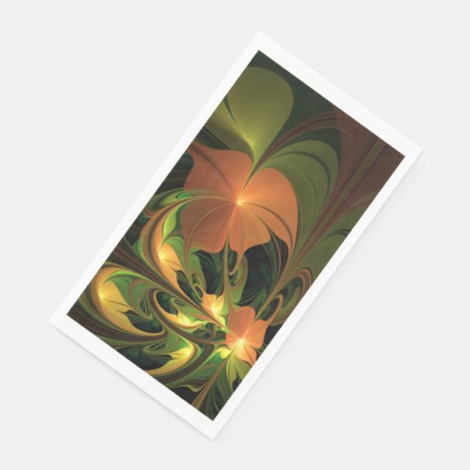 Fantasy Plant Abstract Green Rust Brown Fractal Servet (Hoek)