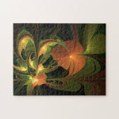Fantasy Plant Abstract Groen Roest Bruin Fractal Legpuzzel (Horizontaal)
