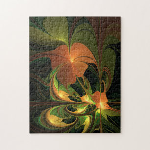 Fantasy Plant Abstract Groen Roest Bruin Fractal Legpuzzel