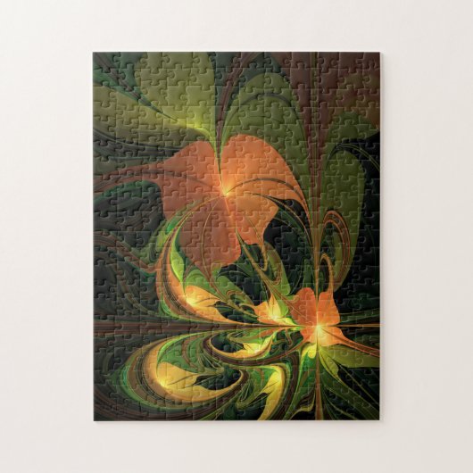 Fantasy Plant Abstract Groen Roest Bruin Fractal Legpuzzel (Verticaal)