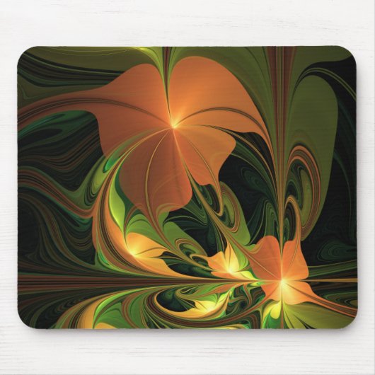 Fantasy Plant Abstract Groen Roest Bruin Fractal Muismat (Voorkant)