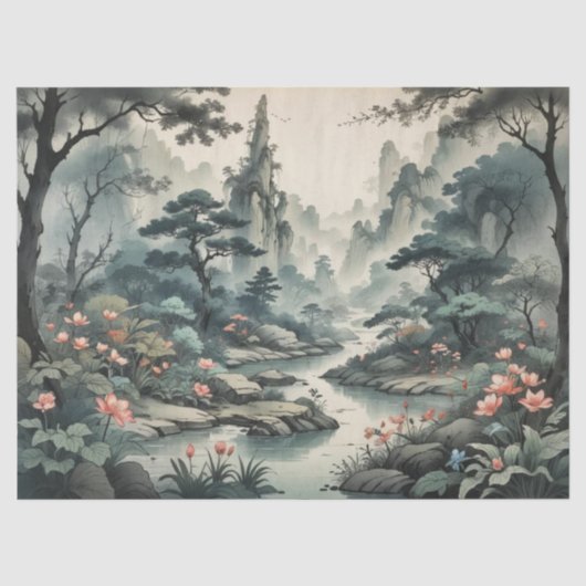 Fantasy Plant en Bloem Bos Tissue Papier (Voorkant)