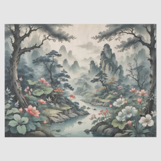 Fantasy Plant en Bloemen Bos Tissue Papier (Voorkant)
