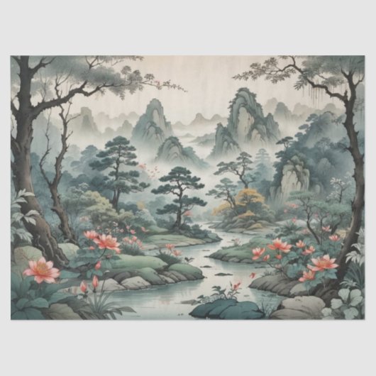 Fantasy Plant en Bloemen Bos Tissue Papier (Voorkant)
