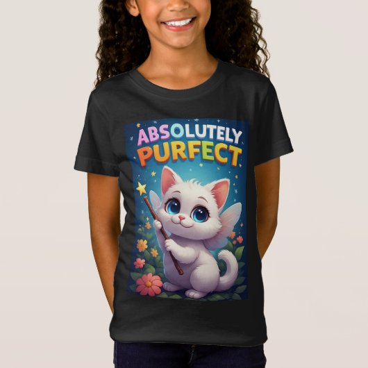 Fantasy Poesje Met Feeënvleugels T-shirt (Voorkant)