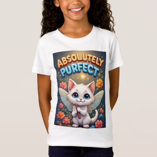 Fantasy Poesje Met Feeënvleugels T-shirt (Voorkant)