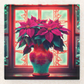 Fantasy Poinsettias  Glazen Onderzetter (Voorkant)