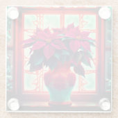 Fantasy Poinsettias  Glazen Onderzetter (Achterkant)