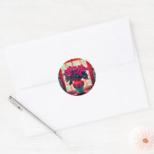Fantasy Poinsettias  Ronde Sticker (Envelop)