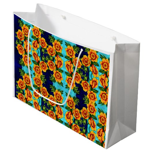 Fantasy Poppies Midden Geschenkentas Groot Cadeauzakje (Voorkant Gekanteld)