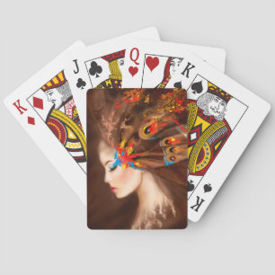 Fantasy Portret, een mooie vlinder. Pokerkaarten