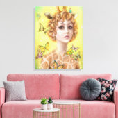 Fantasy portret vrouw giraffe canvas afdruk (Insitu (Woonkamer))