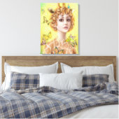 Fantasy portret vrouw giraffe canvas afdruk (Insitu (Slaapkamer))