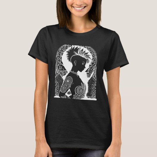 Fantasy Post Punk Celtic Tribal Batcave Girl Gothi T-shirt (Voorkant)