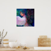 Fantasy Poster Peacock Feather Lady Art Dark Angel (Keuken)
