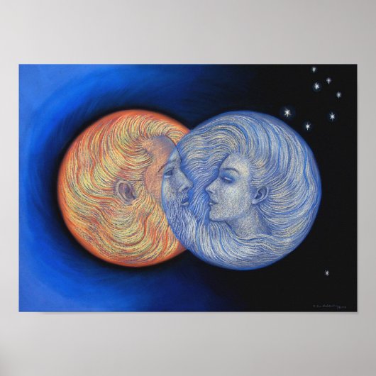 Fantasy Poster Sun Moon romantic God Goddess Art (Voorkant)