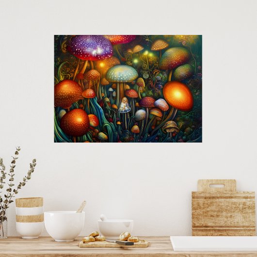 Fantasy Poster van paddenstoelen (Keuken)