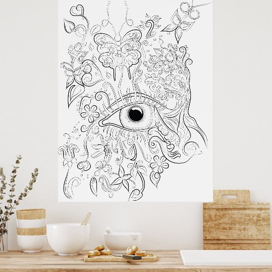 Fantasy poster voor het tekenen van volwassen oogk (Keuken)